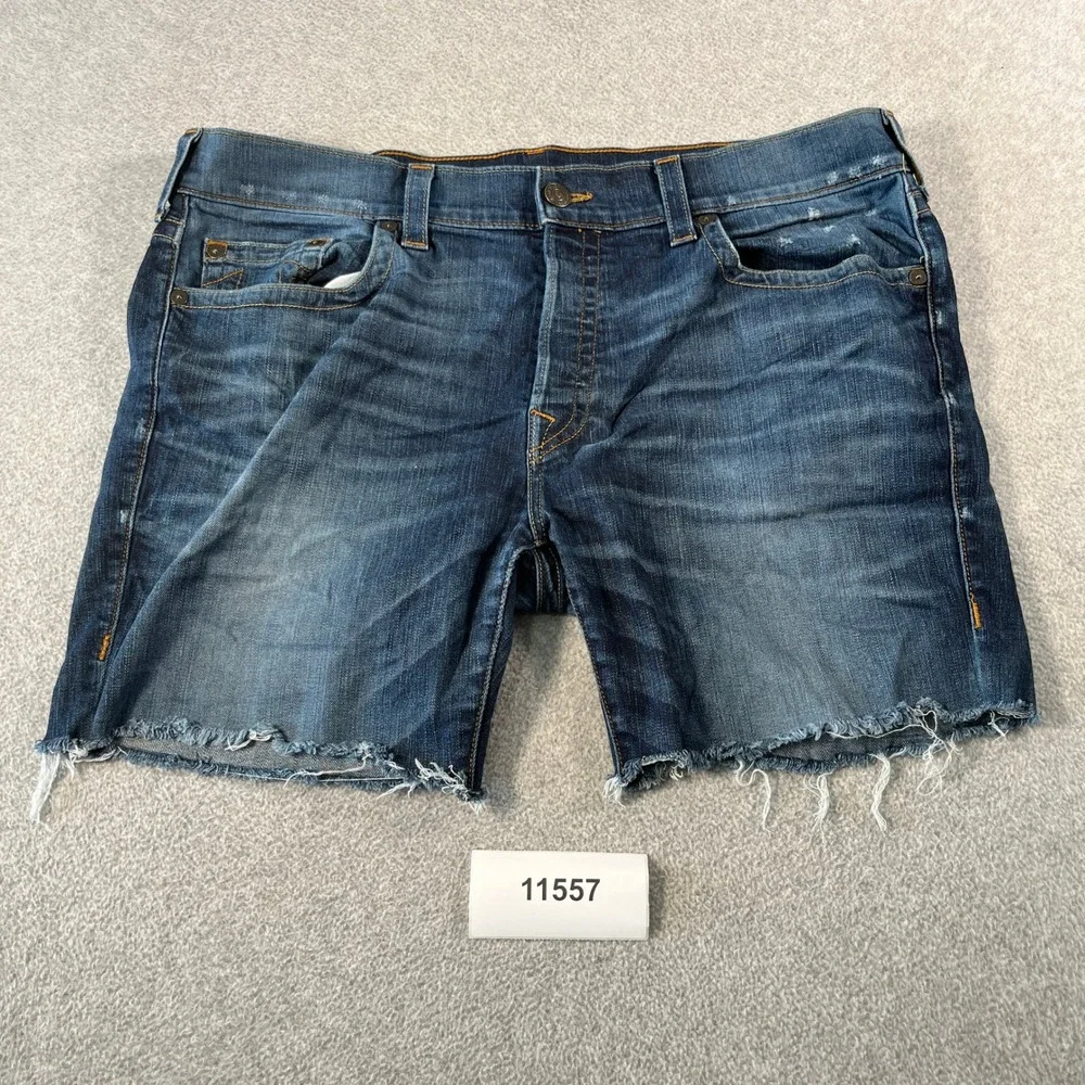 Vintage True Religion Rocco Relaxed Skinny Denim Shorts Mens 42 Blue Cut Off